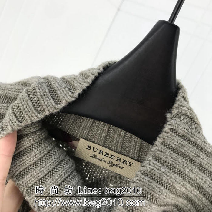 BURBERRY巴寶莉 2018秋冬最新 立體絞花 復古風 男款高領灰色毛衣 ydi1856